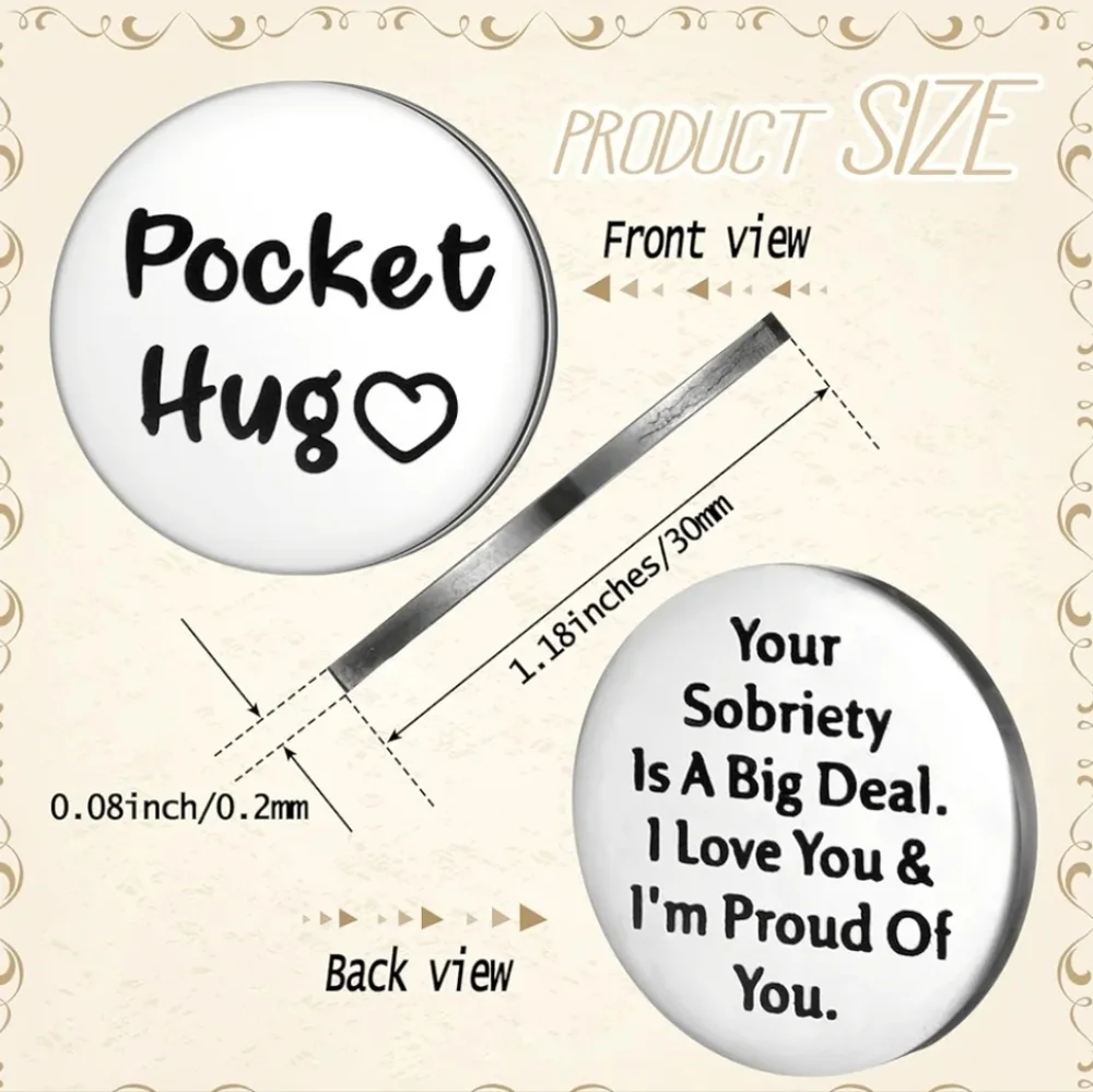 3 for $10 Silver Sobriety is A BIG DEAL double-sided Coins Pocket Hug - Picture 2 of 6